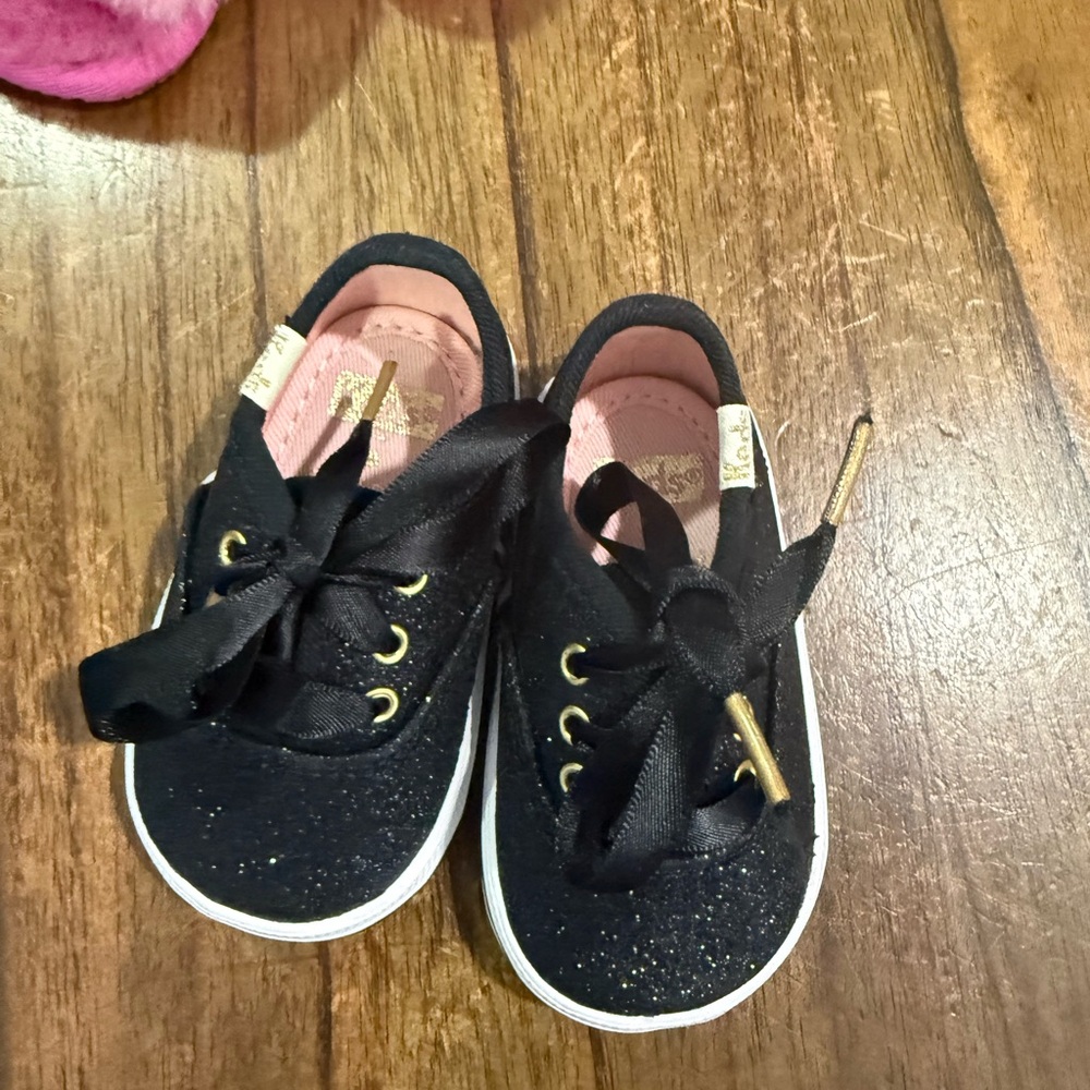 Kate Spade Black Glitter Baby Shoes